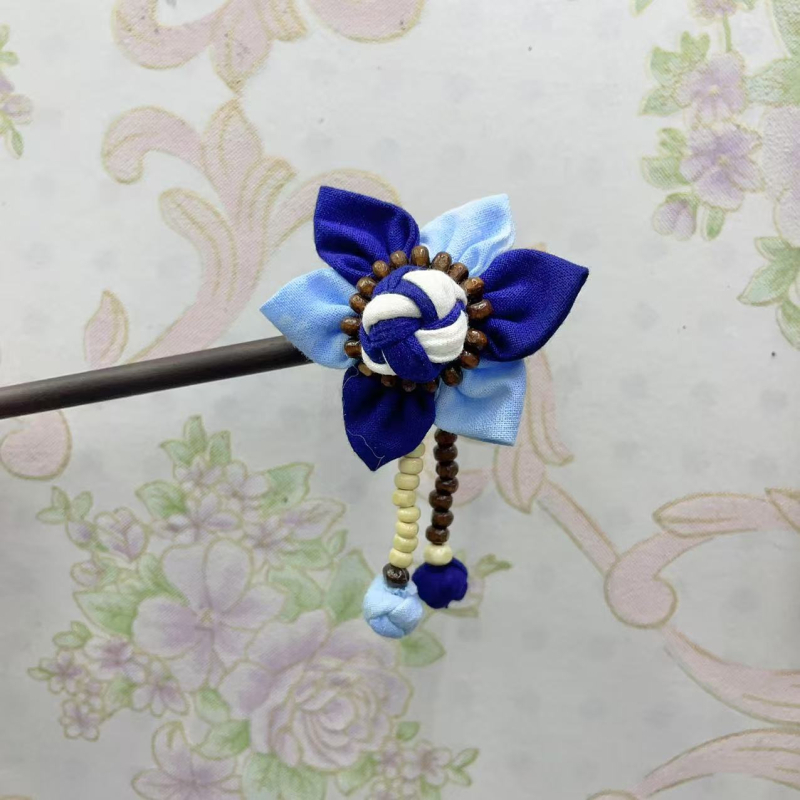 Spona za kosu od platna, oblik cvijeta, ručno tkano, etnički stil