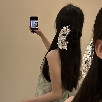 Ukosnica za kosu s leptirovim resicama, elektroplatirana zliatina, oblik U, novi kineski stil