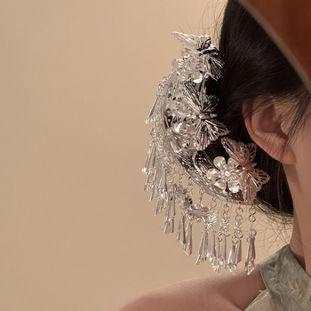 Ukosnica za kosu s leptirovim resicama, elektroplatirana zliatina, oblik U, novi kineski stil