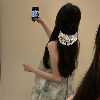 Ukosnica za kosu s leptirovim resicama, elektroplatirana zliatina, oblik U, novi kineski stil