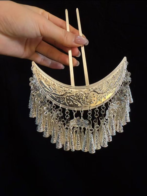 Ukosnica za kosu s leptirovim resicama, elektroplatirana zliatina, oblik U, novi kineski stil