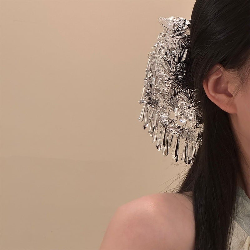 Ukosnica za kosu s leptirovim resicama, elektroplatirana zliatina, oblik U, novi kineski stil