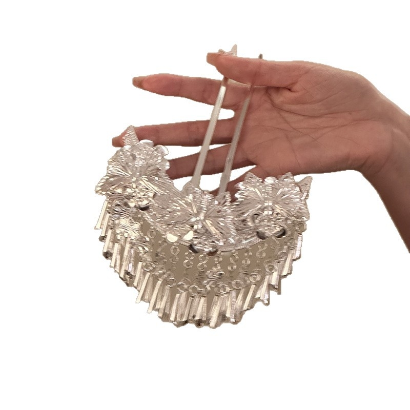 Ukosnica za kosu s leptirovim resicama, elektroplatirana zliatina, oblik U, novi kineski stil