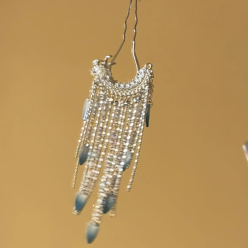 Ukosnica za kosu s leptirovim resicama, elektroplatirana zliatina, oblik U, novi kineski stil