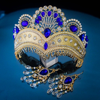 Ukrasi za glavu – retro stil, korona od cinkovog legura s elektroplatiranim završetkom i kristalima od rhinestone stakla