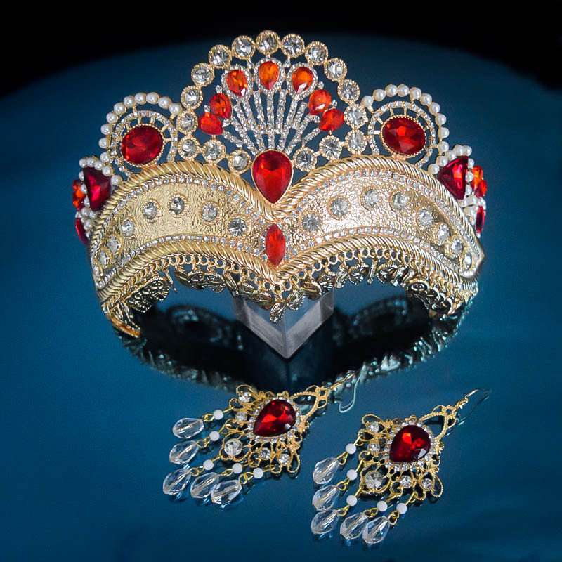 Ukrasi za glavu – retro stil, korona od cinkovog legura s elektroplatiranim završetkom i kristalima od rhinestone stakla