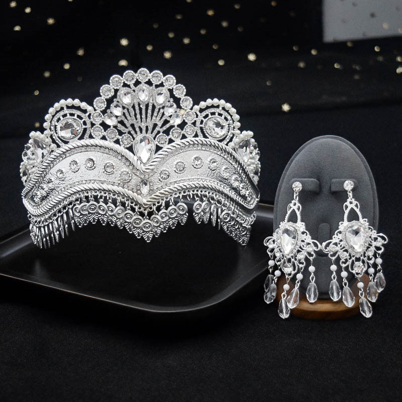 Ukrasi za glavu – retro stil, korona od cinkovog legura s elektroplatiranim završetkom i kristalima od rhinestone stakla