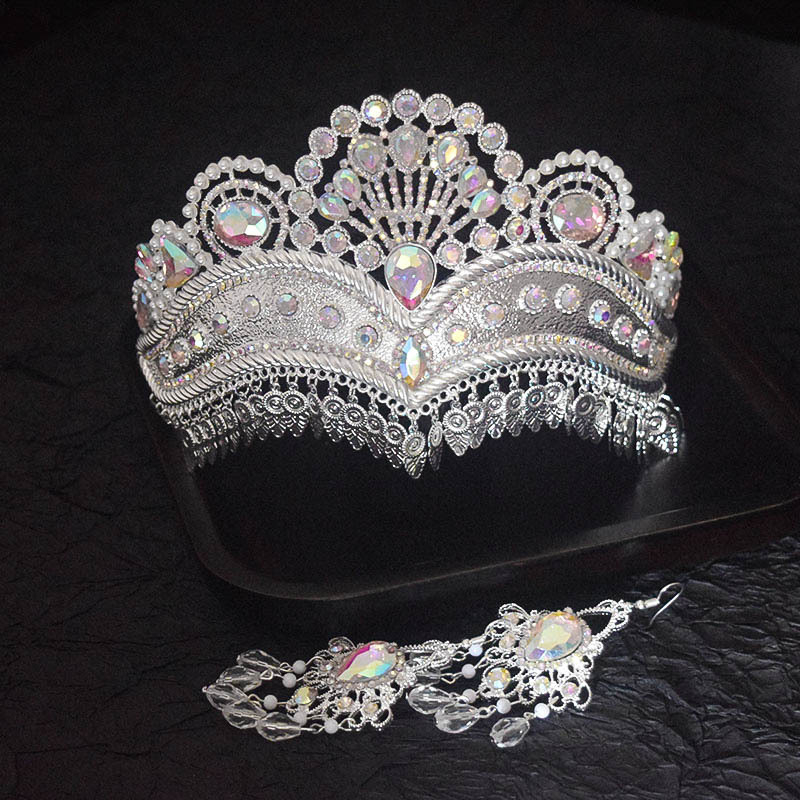 Ukrasi za glavu – retro stil, korona od cinkovog legura s elektroplatiranim završetkom i kristalima od rhinestone stakla