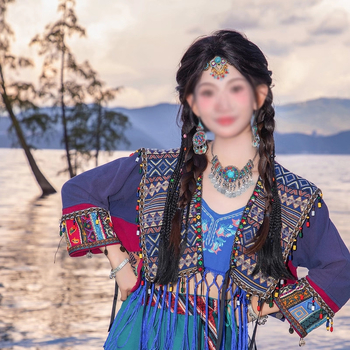 Комплект аксесоари за коса в етно стил: диадема, обици и огърлица за деца; сплав, електроплатиране, етно стил, етнически узор