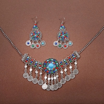 Комплект аксесоари за коса в етно стил: диадема, обици и огърлица за деца; сплав, електроплатиране, етно стил, етнически узор