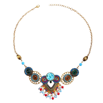 Комплект аксесоари за коса в етно стил: диадема, обици и огърлица за деца; сплав, електроплатиране, етно стил, етнически узор