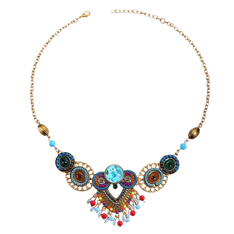 Комплект аксесоари за коса в етно стил: диадема, обици и огърлица за деца; сплав, електроплатиране, етно стил, етнически узор