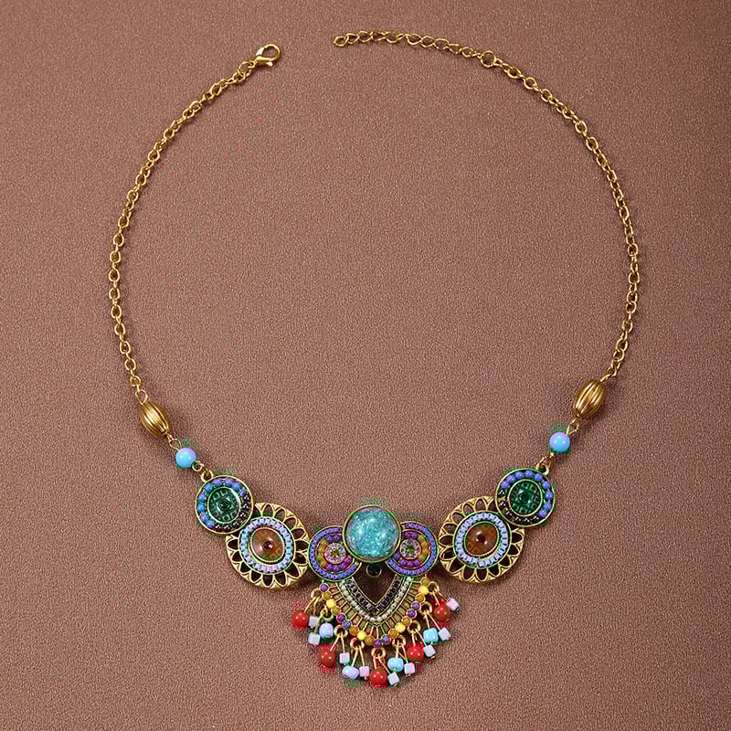 Комплект аксесоари за коса в етно стил: диадема, обици и огърлица за деца; сплав, електроплатиране, етно стил, етнически узор