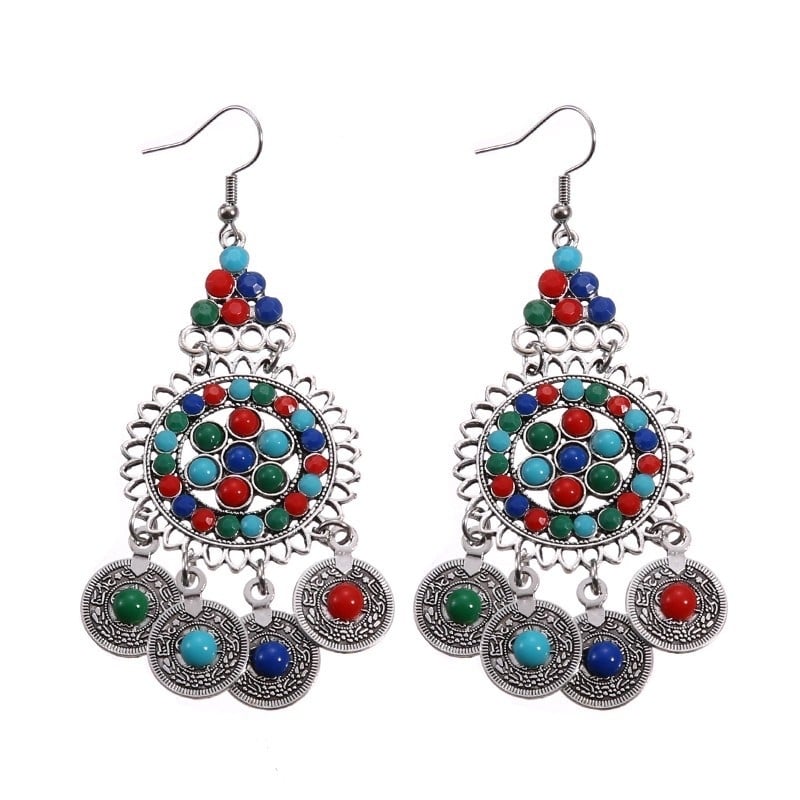 Комплект аксесоари за коса в етно стил: диадема, обици и огърлица за деца; сплав, електроплатиране, етно стил, етнически узор