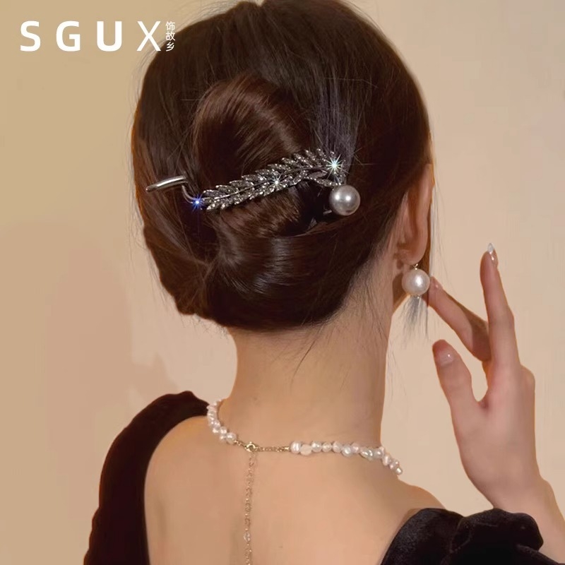 Plaukų segtukas su kviečių auselių dizainu, žuvies įkandimo stiliaus segtukas ploniems plaukams | Fixture | 2025 m. pavasaris