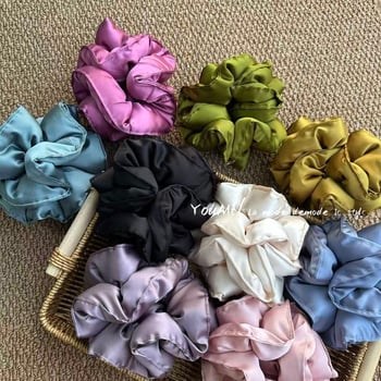 Vlasna gumica za kosu od platna s satenskim završetkom, ručno izrađena, korejski stil, opušten tip, svježe i slatko