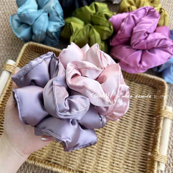 Vlasna gumica za kosu od platna s satenskim završetkom, ručno izrađena, korejski stil, opušten tip, svježe i slatko