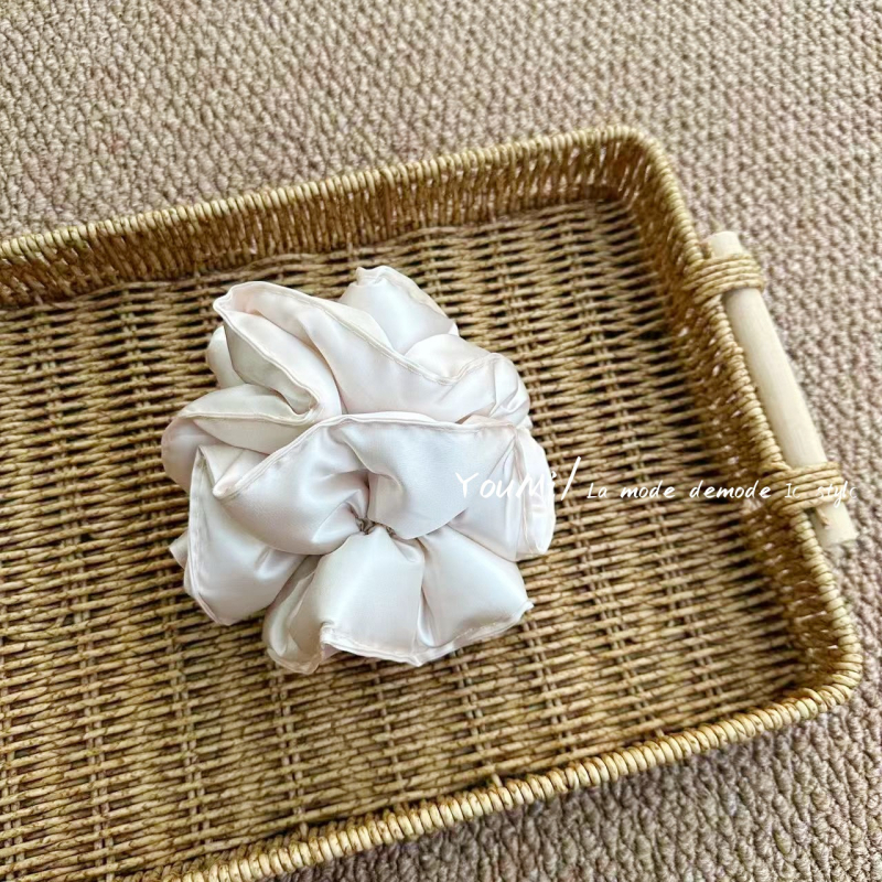 Vlasna gumica za kosu od platna s satenskim završetkom, ručno izrađena, korejski stil, opušten tip, svježe i slatko