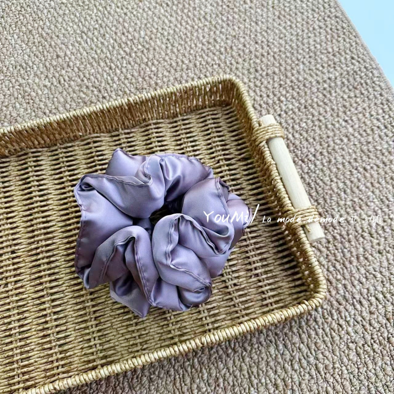 Vlasna gumica za kosu od platna s satenskim završetkom, ručno izrađena, korejski stil, opušten tip, svježe i slatko