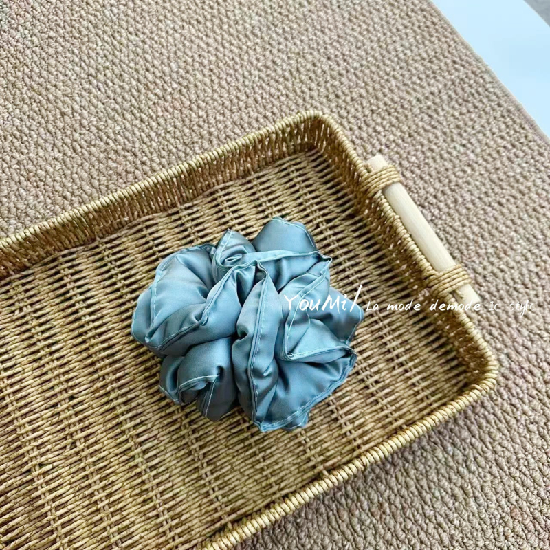 Vlasna gumica za kosu od platna s satenskim završetkom, ručno izrađena, korejski stil, opušten tip, svježe i slatko