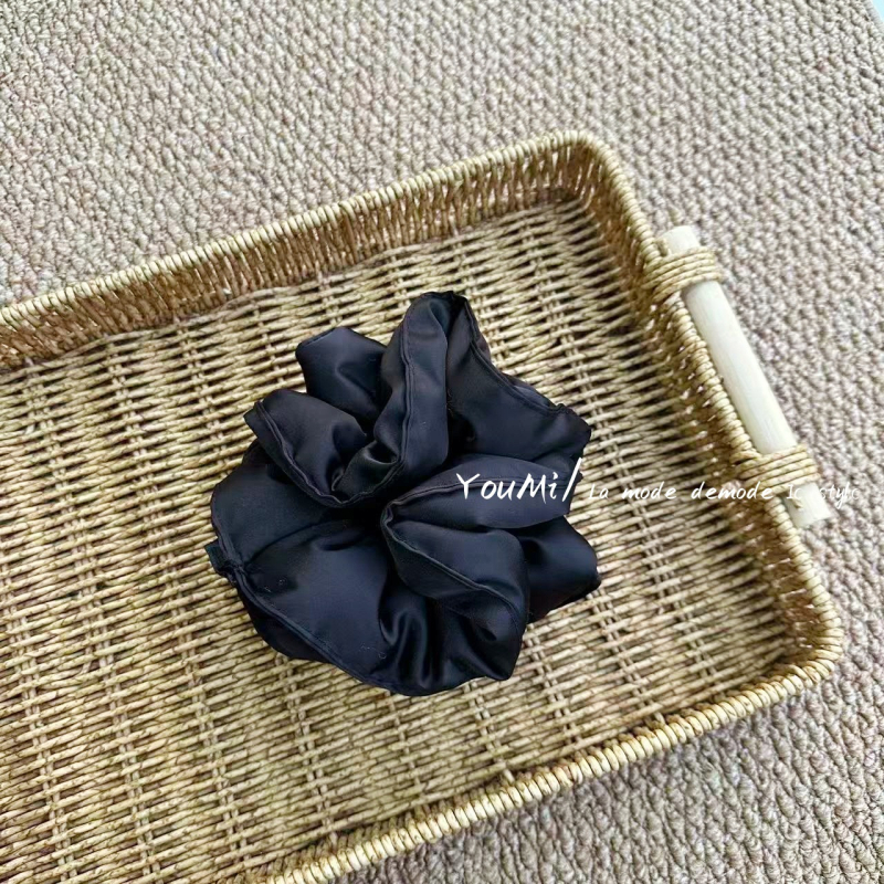 Vlasna gumica za kosu od platna s satenskim završetkom, ručno izrađena, korejski stil, opušten tip, svježe i slatko