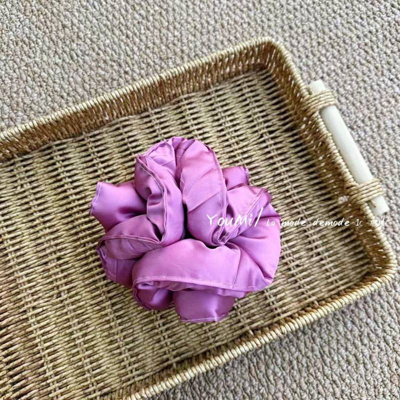 Vlasna gumica za kosu od platna s satenskim završetkom, ručno izrađena, korejski stil, opušten tip, svježe i slatko