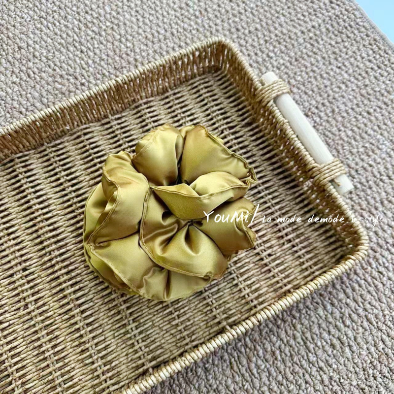 Vlasna gumica za kosu od platna s satenskim završetkom, ručno izrađena, korejski stil, opušten tip, svježe i slatko