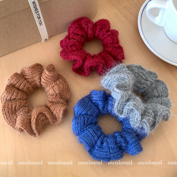 Aksesoar za kosu od vunene niti, korejskog stila, opušteni kružni dizajn, ručna izrada, ON738-739, vunena nit, bez umetaka