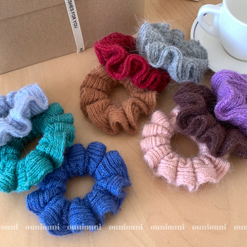 Aksesoar za kosu od vunene niti, korejskog stila, opušteni kružni dizajn, ručna izrada, ON738-739, vunena nit, bez umetaka