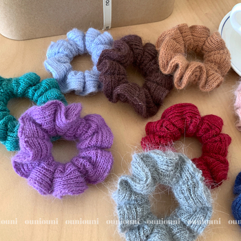 Aksesoar za kosu od vunene niti, korejskog stila, opušteni kružni dizajn, ručna izrada, ON738-739, vunena nit, bez umetaka
