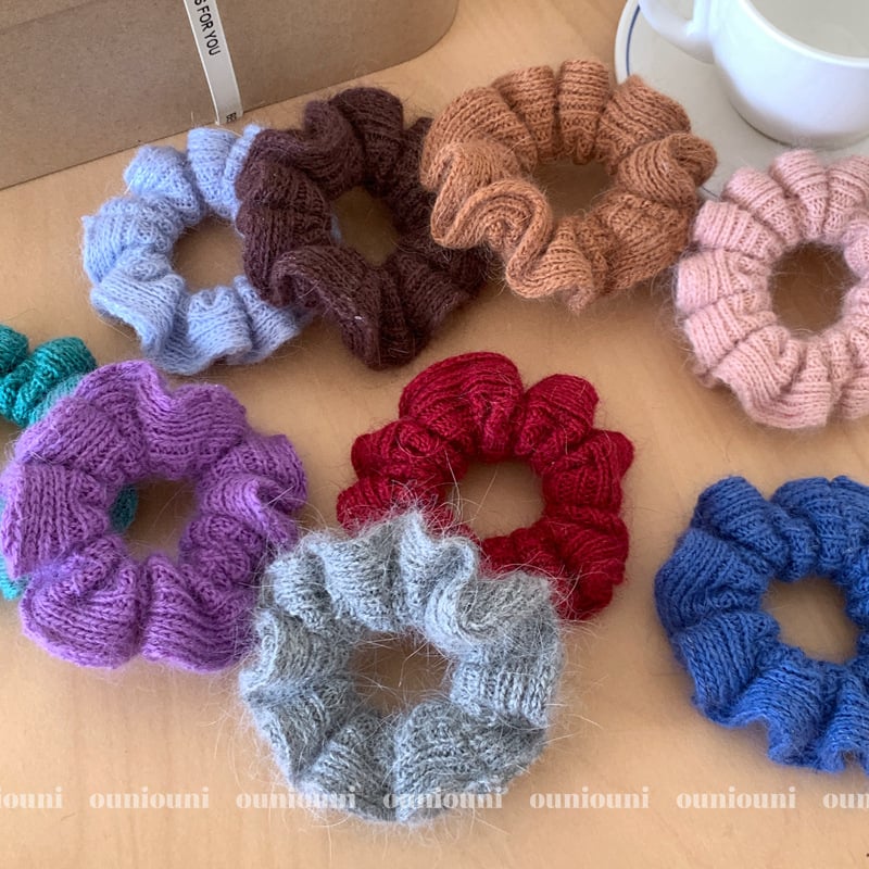 Aksesoar za kosu od vunene niti, korejskog stila, opušteni kružni dizajn, ručna izrada, ON738-739, vunena nit, bez umetaka