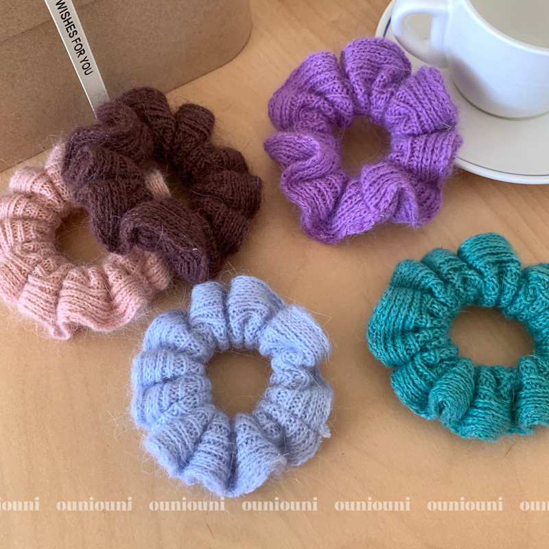 Aksesoar za kosu od vunene niti, korejskog stila, opušteni kružni dizajn, ručna izrada, ON738-739, vunena nit, bez umetaka