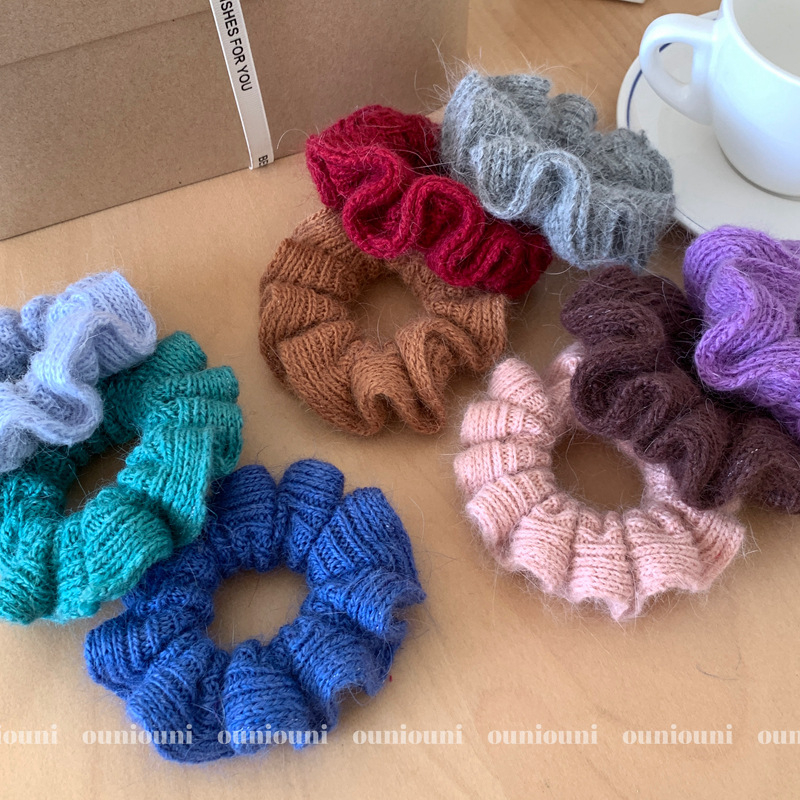Aksesoar za kosu od vunene niti, korejskog stila, opušteni kružni dizajn, ručna izrada, ON738-739, vunena nit, bez umetaka