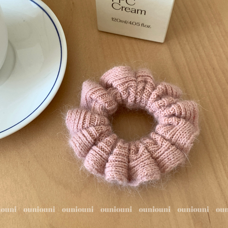 Aksesoar za kosu od vunene niti, korejskog stila, opušteni kružni dizajn, ručna izrada, ON738-739, vunena nit, bez umetaka