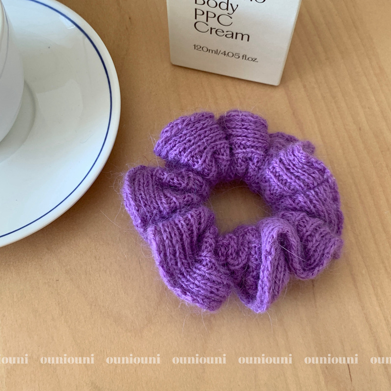 Aksesoar za kosu od vunene niti, korejskog stila, opušteni kružni dizajn, ručna izrada, ON738-739, vunena nit, bez umetaka