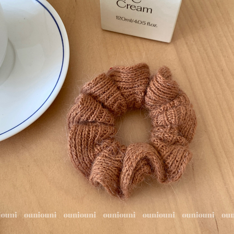 Aksesoar za kosu od vunene niti, korejskog stila, opušteni kružni dizajn, ručna izrada, ON738-739, vunena nit, bez umetaka