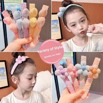 Detská čelenka s mašličkou - tkanina, kreslený štýl, maškový dizajn, ametystový kryštál