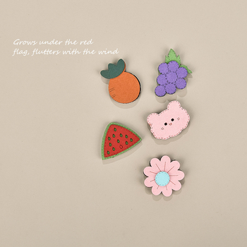 Bērnu matu aksesuāri — rokdarbu auduma Velcro matu sponkas ar augļu un ziedu motīvu