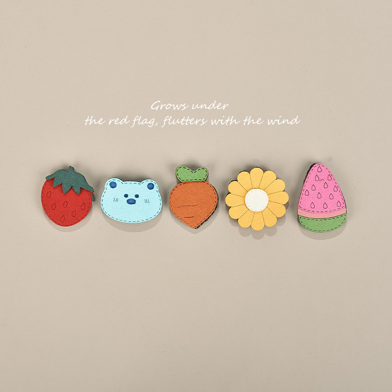 Bērnu matu aksesuāri — rokdarbu auduma Velcro matu sponkas ar augļu un ziedu motīvu