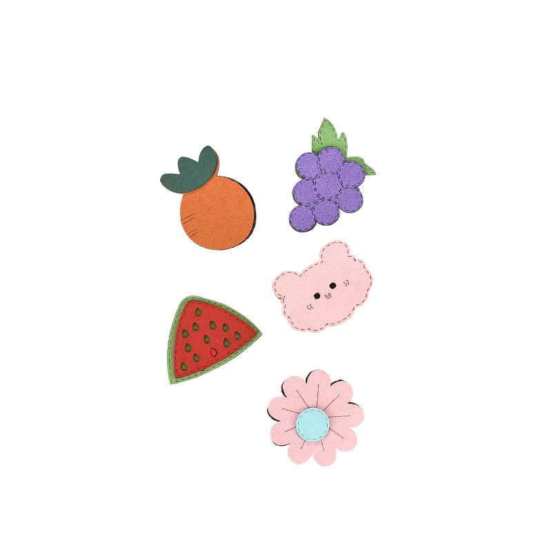 Bērnu matu aksesuāri — rokdarbu auduma Velcro matu sponkas ar augļu un ziedu motīvu