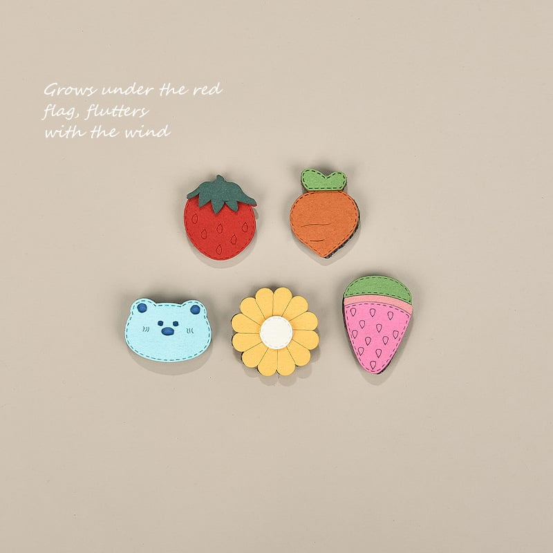 Bērnu matu aksesuāri — rokdarbu auduma Velcro matu sponkas ar augļu un ziedu motīvu