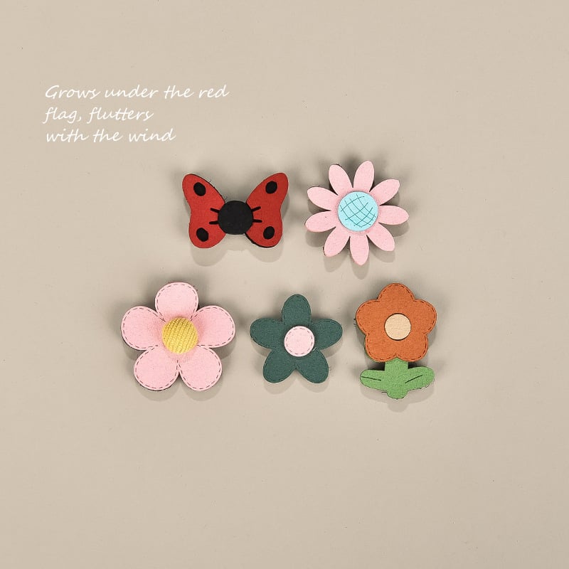 Bērnu matu aksesuāri — rokdarbu auduma Velcro matu sponkas ar augļu un ziedu motīvu