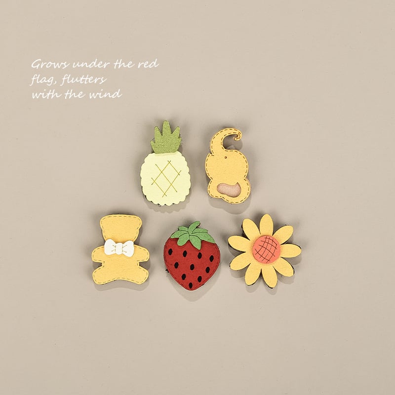 Bērnu matu aksesuāri — rokdarbu auduma Velcro matu sponkas ar augļu un ziedu motīvu