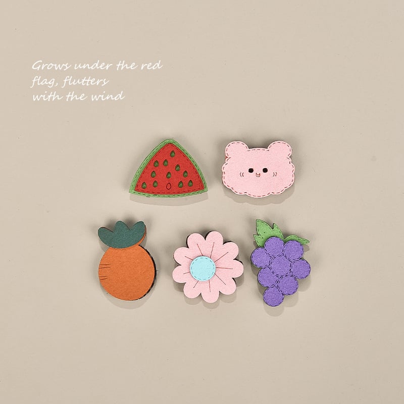 Bērnu matu aksesuāri — rokdarbu auduma Velcro matu sponkas ar augļu un ziedu motīvu