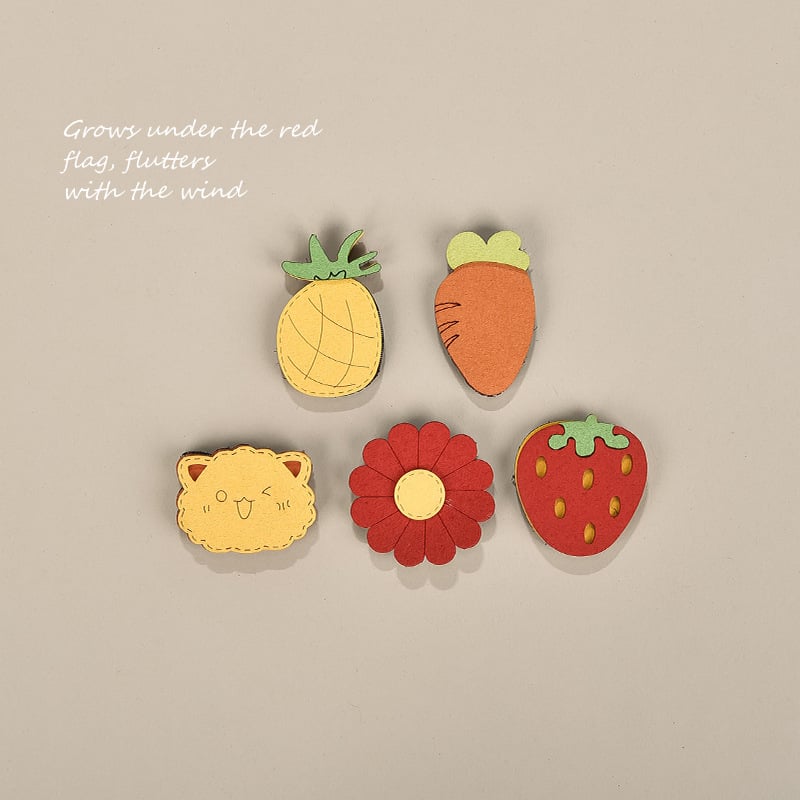 Bērnu matu aksesuāri — rokdarbu auduma Velcro matu sponkas ar augļu un ziedu motīvu