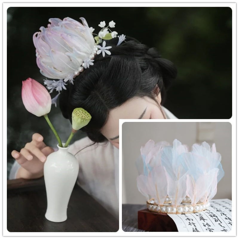 Dodatak za glavu - Tkanina, Drevno-stil, Cvjetni dizajn