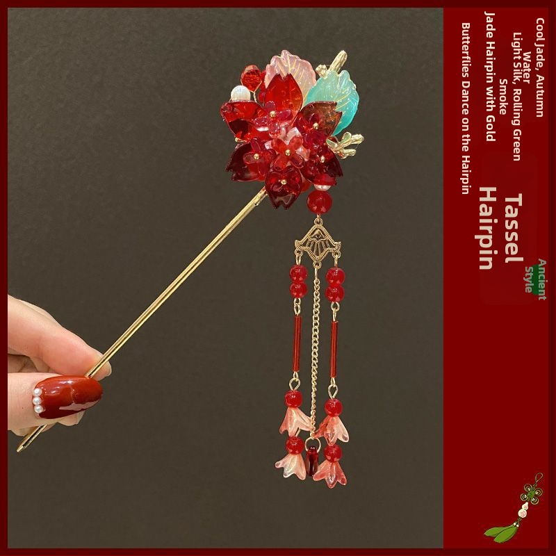 Ukosnica za kosu u stilu Hanfu s cvijetom, ručno rađena od metala