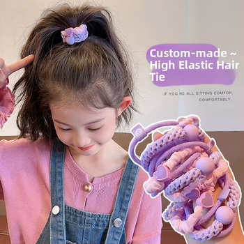 Bērnu matu aksesuāri — multfilmu stils, sirds raksts, roku darbs, zīmols Lilac flower, vecuma 3–10 gadiem