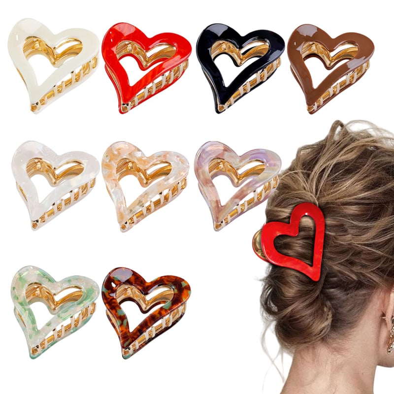 Kopča za kosu u obliku srca – od akrilnog acetata, ručno izrađeno, ženski dodaci za kosu