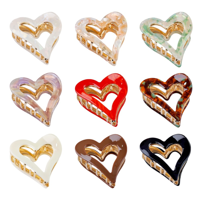 Kopča za kosu u obliku srca – od akrilnog acetata, ručno izrađeno, ženski dodaci za kosu